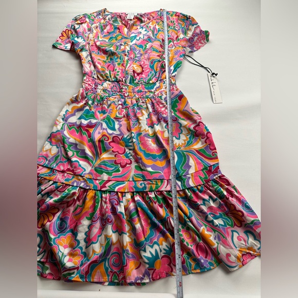 NEW Nicole Miller Vibrant Multicolor Mini Dress. Silky feel. Size XS - Picture 4 of 9